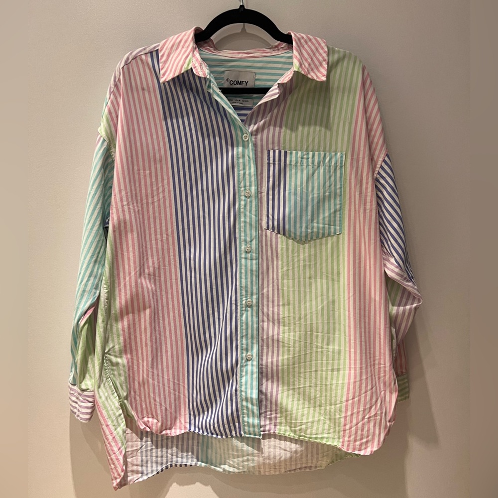 Multi-Colored Striped Button Down